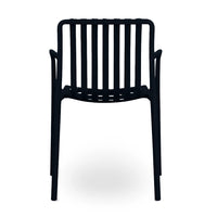 Sedia Iside da esterno in plastica nera comfort premium con braccioli