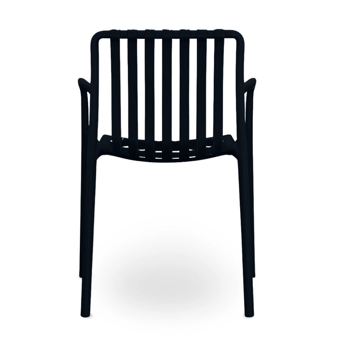 Sedia Iside da esterno in plastica nera comfort premium con braccioli