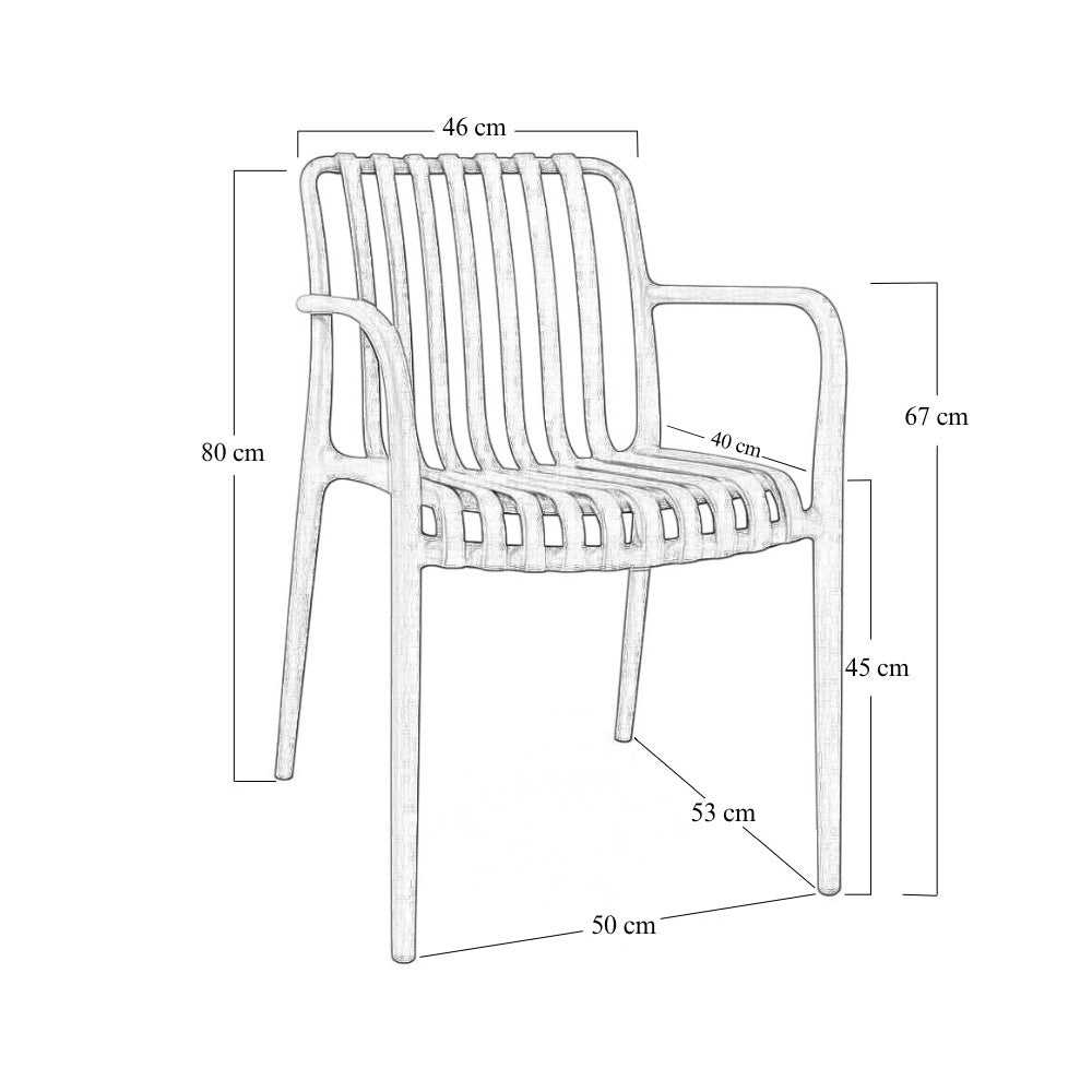 Sedia Iside da esterno in plastica nera comfort premium con braccioli