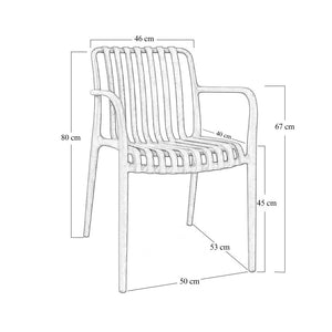 Sedia Iside da esterno in plastica nera comfort premium con braccioli