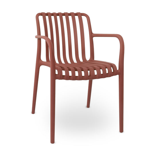 Sedia Iside da esterno in plastica rosso mattone comfort premium con braccioli