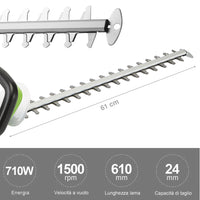 Tagliasiepi Elettrico 710 W Lama 69cm Sega Tagliabordi Decespugliatore Tosasiepi