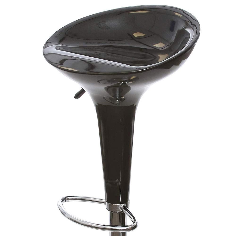 Sgabello Cucina Regolabile in Acciaio e ABS Seduta Girevole Nero Casa Bar