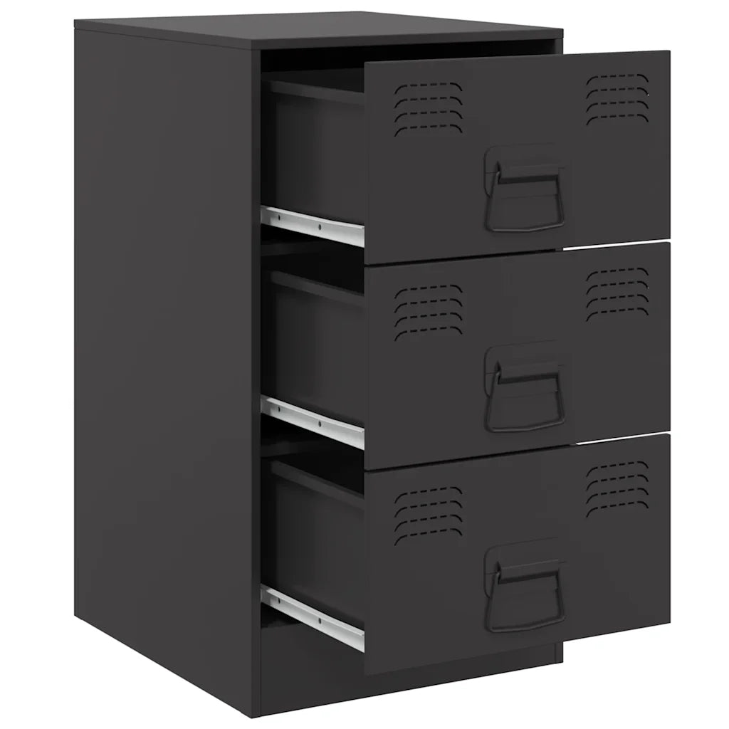 Comodini 2 pz-Set di 2 Tavolino da notte Neri 34,5x39x62 cm in Acciaio 811553