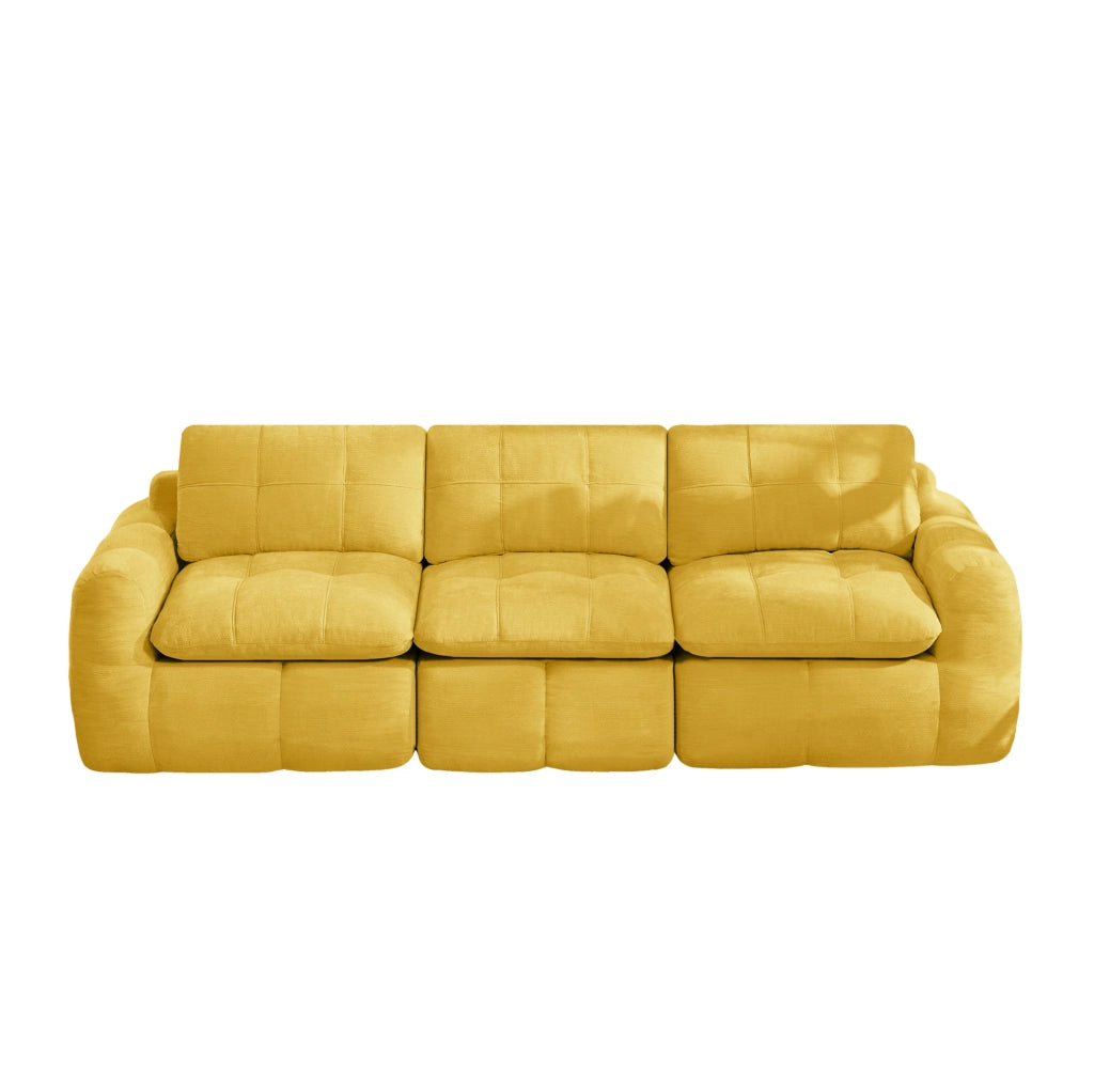 Divano modulare 3 posti senza telaio 264x97x68 cm in chenille gialla