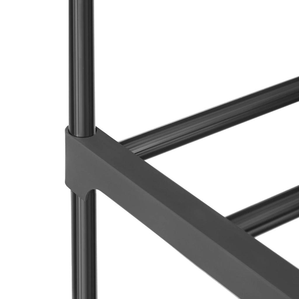 Scarpiera in metallo a 2 ripiani per 10 paia di scarpe per soggiorno ingresso e spogliatoio 92 x 30 x 33 cm nero 12_0005485