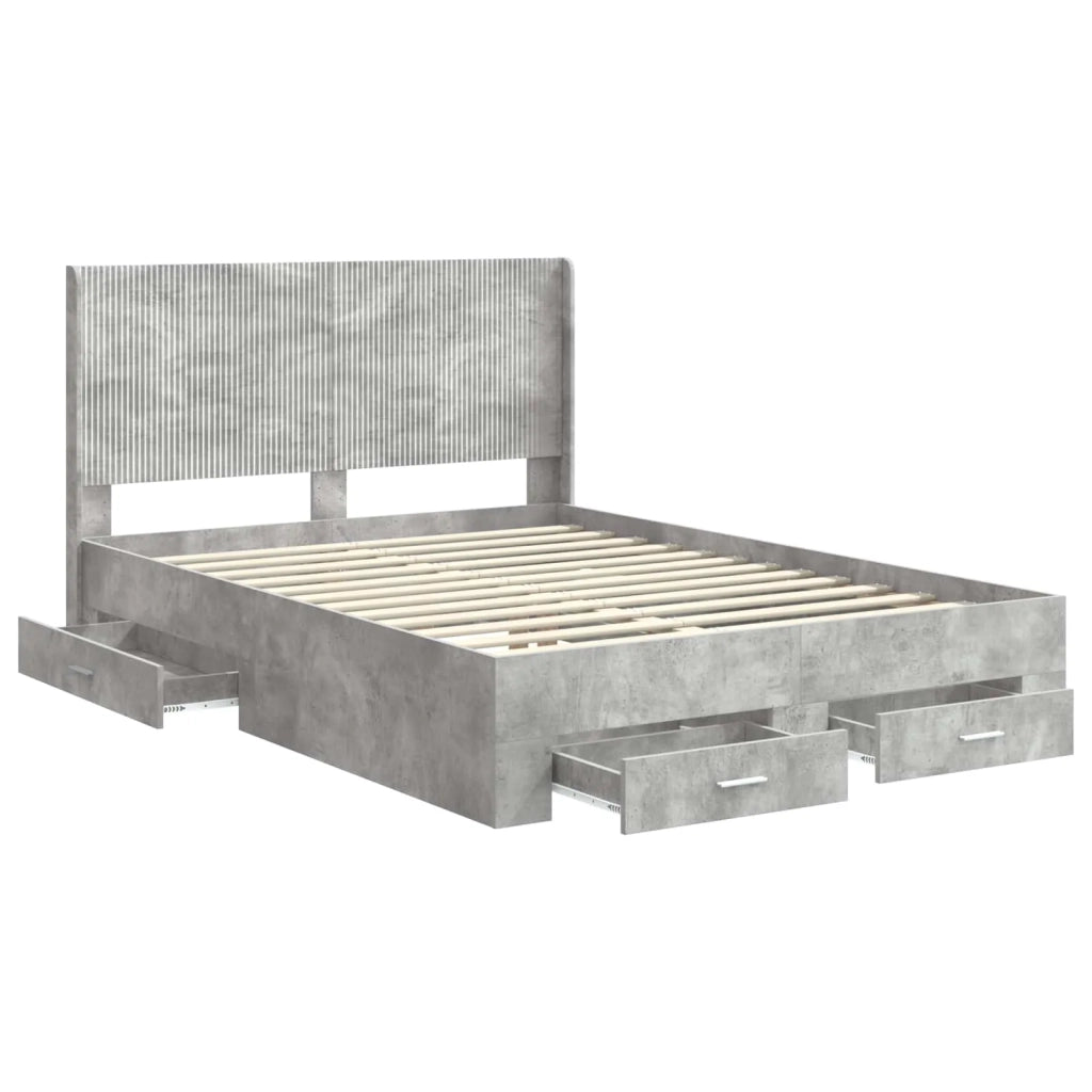 Struttura del letto con stoccaggio e testata Grigio Cemento 3414120