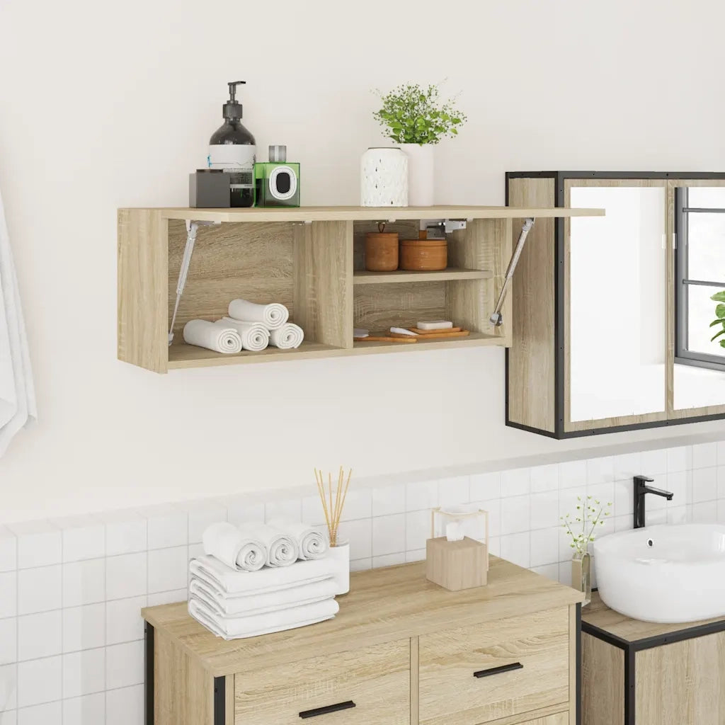 Mobile da Bagno Rovere Sonoma 80x25x30 cm in Legno Multistrato
