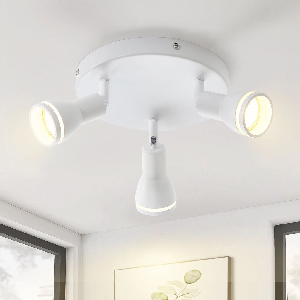 ZMH Faretto da soffitto bianchi 3 luci GU10 metallo orientabili moderni per camera letto sala pranzo senza lampadina