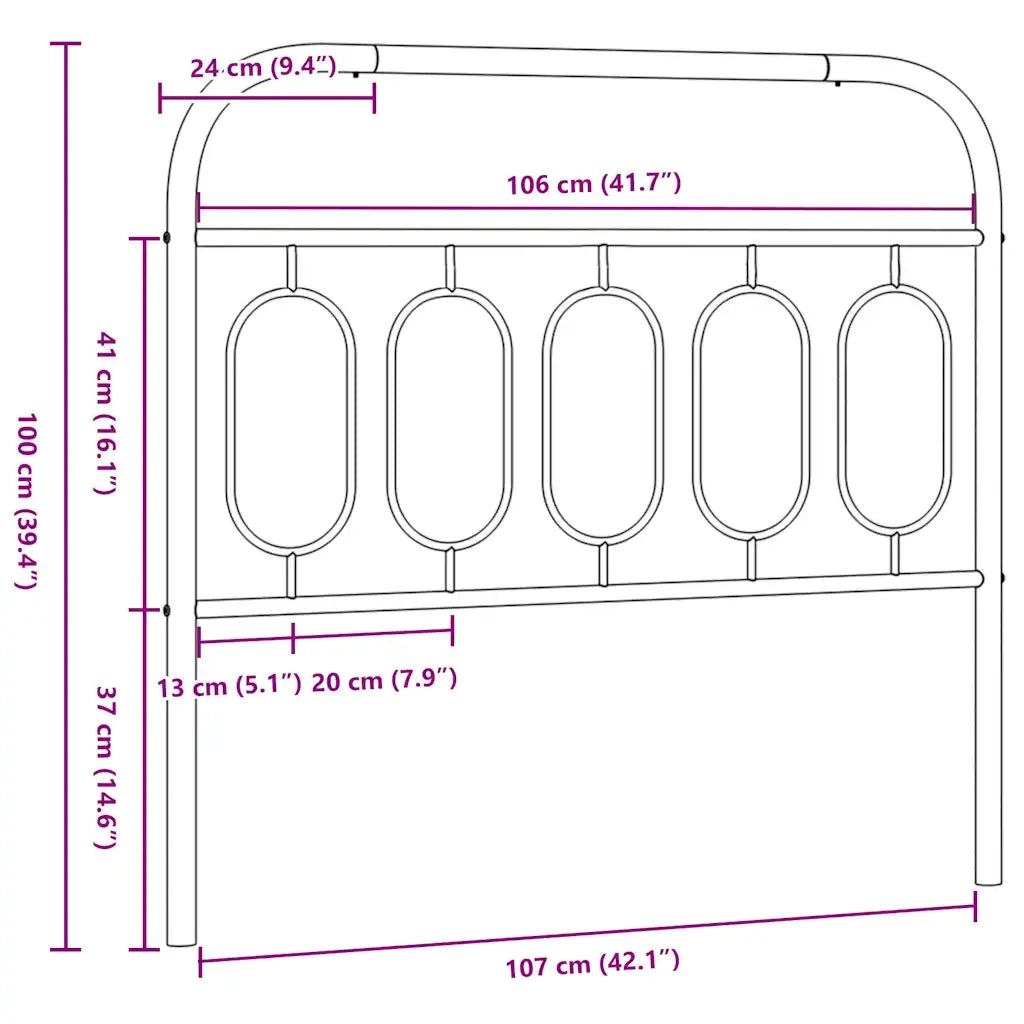 Testiera in Metallo Nero 107 cm