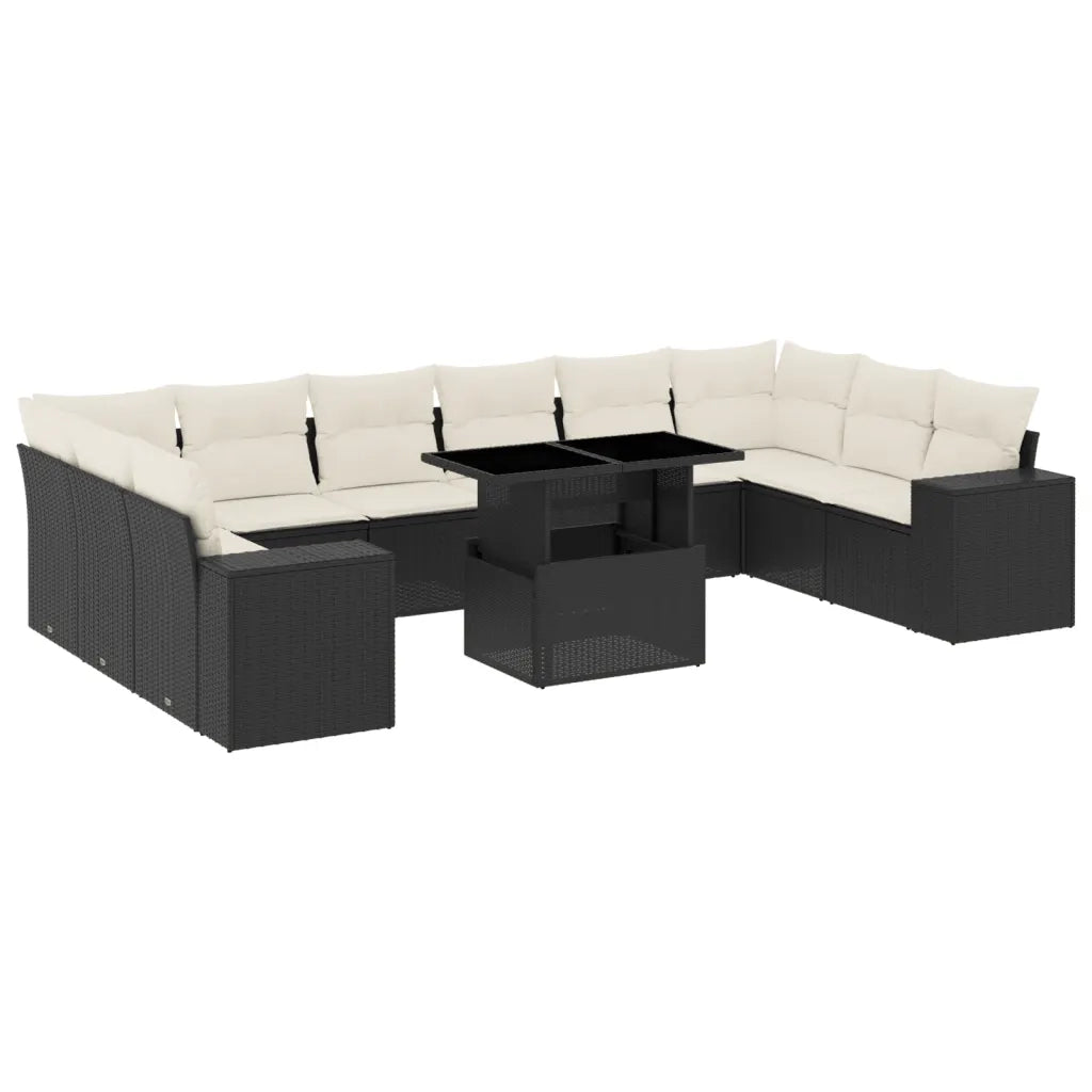 Set Divani da Giardino 11 pz con Cuscini in Polyrattan Nero 3269406