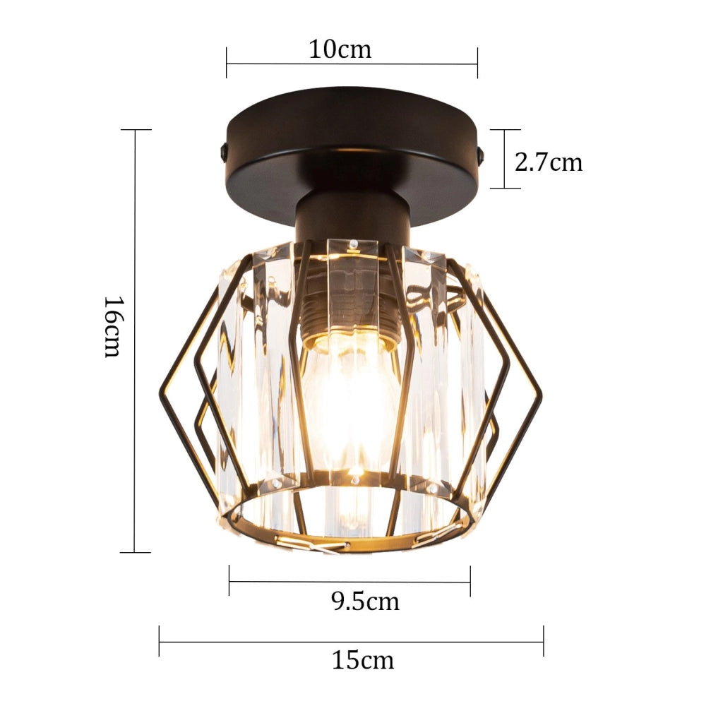 ZMH Lampada da soffitto plafoniera moderna cristallo nero E27 per uso interno