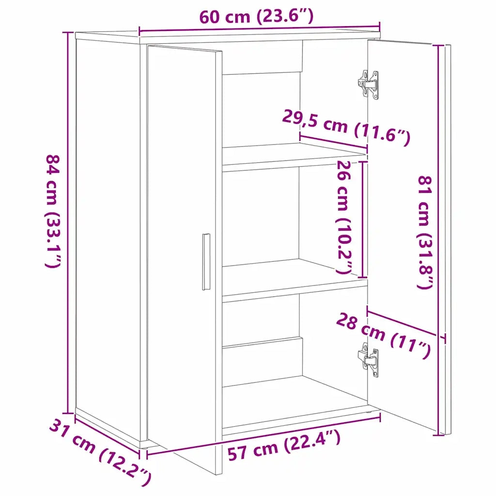 vidaXL Credenza Legno vecchio 60 x 31 x 84 cm Legno multistrato