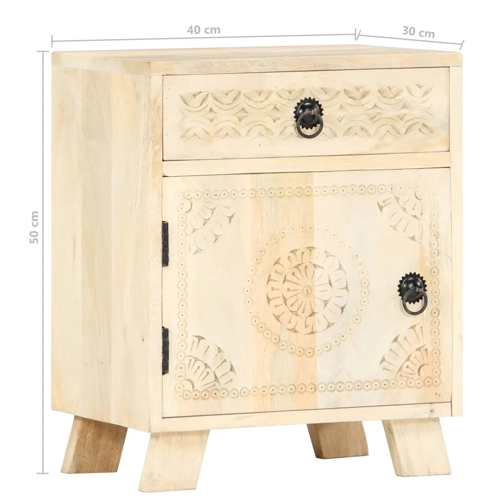Comodino | Armadio da Notte | Mobiletto da notte 40x30x50 cm in Legno Massello di Mango