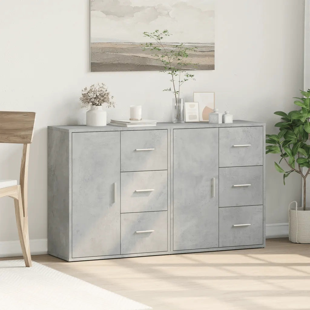 Credenze 2 pz | Madia | Buffet da pranzo | Armadio da pranzo Grigio Cemento 60x31x70 cm in Legno Multistrato