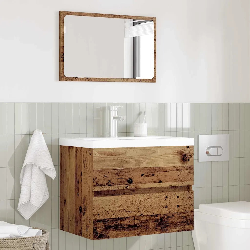 Set di mobili per il bagno con cassetto 2 pcs Legno vecchio 875432