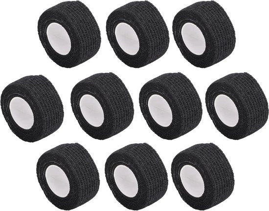 Tappo adesivo elastico per ferite - Telaio sportivo protettivo - 10 rotoli 2,5x200cm - Nero