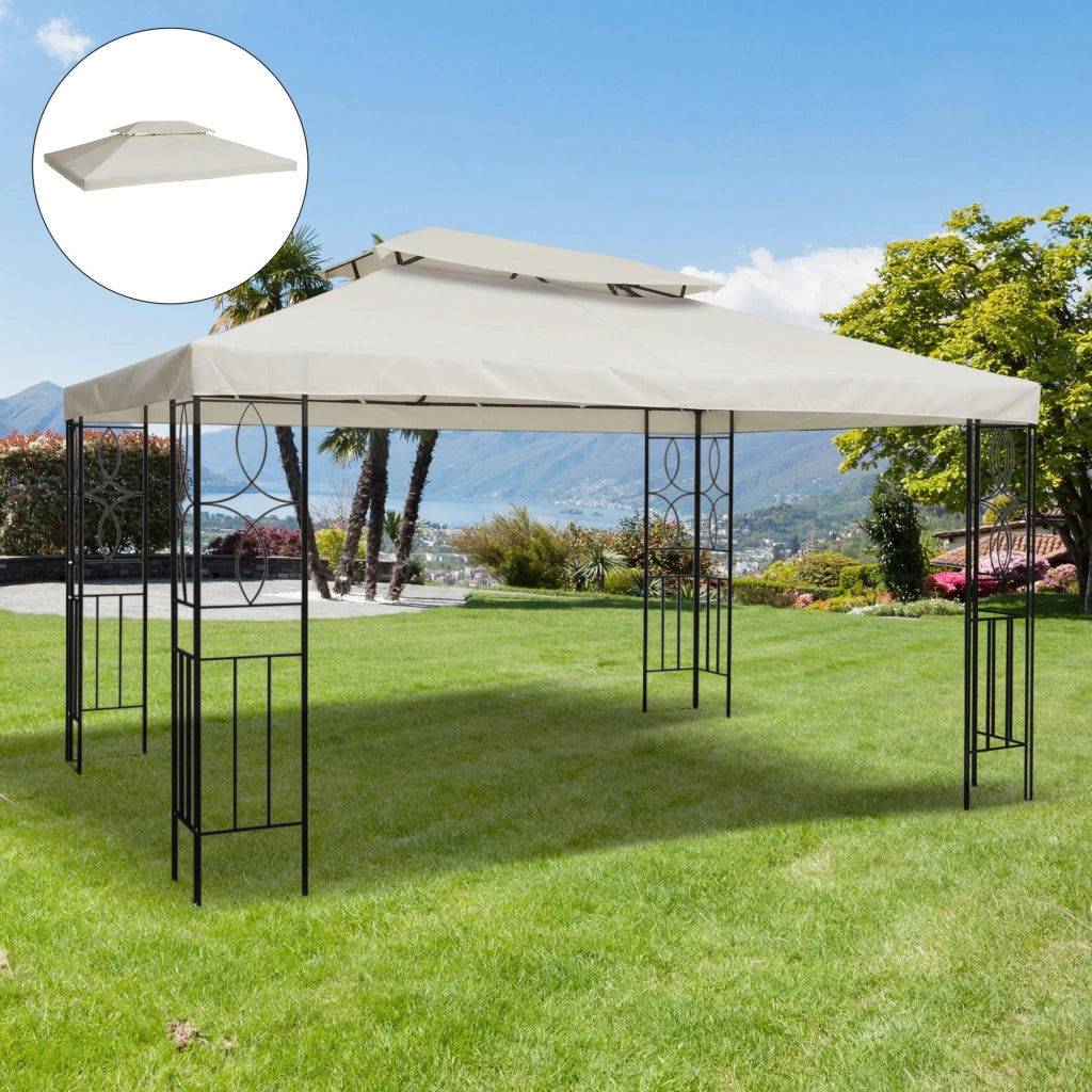 Tetto di Ricambio Impermeabile per Gazebo da Giardino Doppio Tetto 3x4m