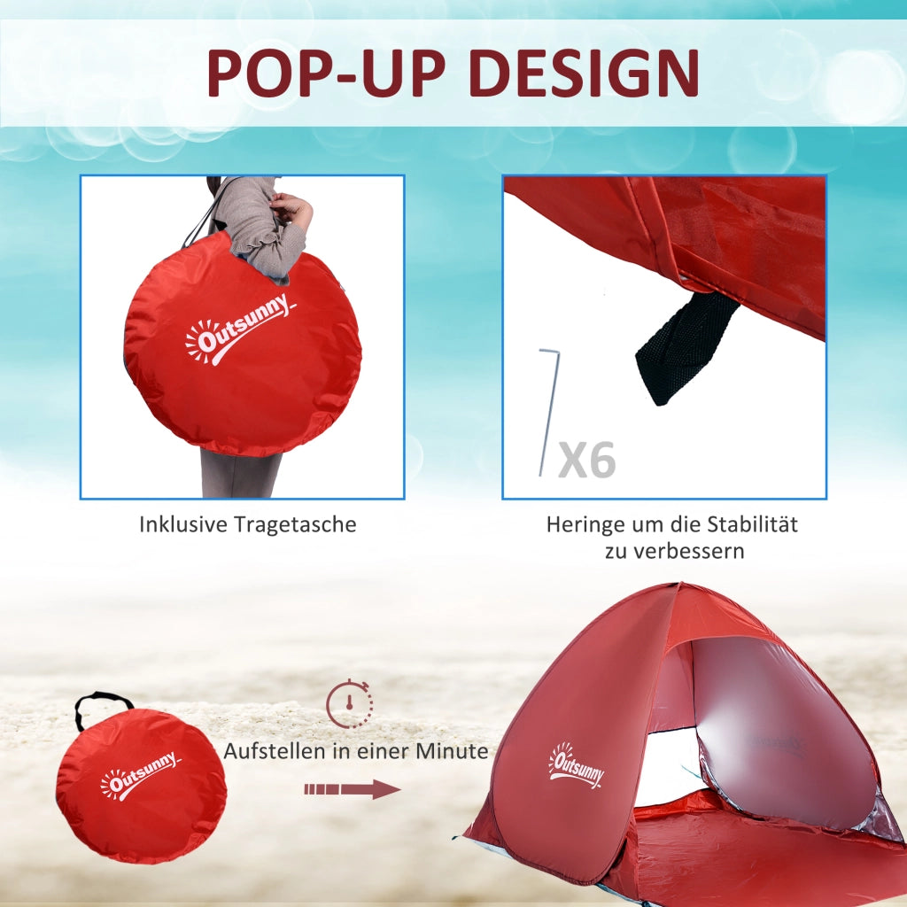 Tenda da campeggio pop-up ¨C zephmum ¨C rosso, poliestere, 200x150x119 cm