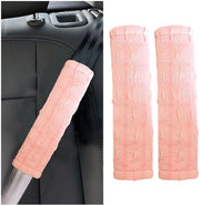 Supporter per spalle 2 pezzi - Protezione cintura di sicurezza - Rivestimento universale - Polyester - Rosa/Bianco crema - Comfort e Stile - Protezione cintura