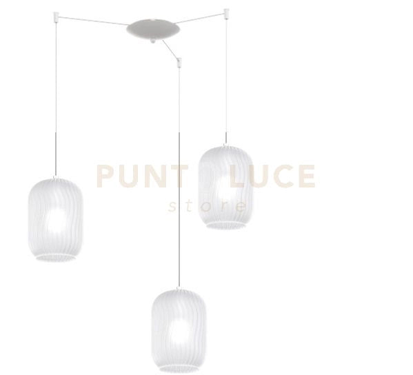 SOSPENSIONE BIANCO 3 LUCI SPOSTABILE VETRI BIANCO FOG 1181BI-S3 S-BF