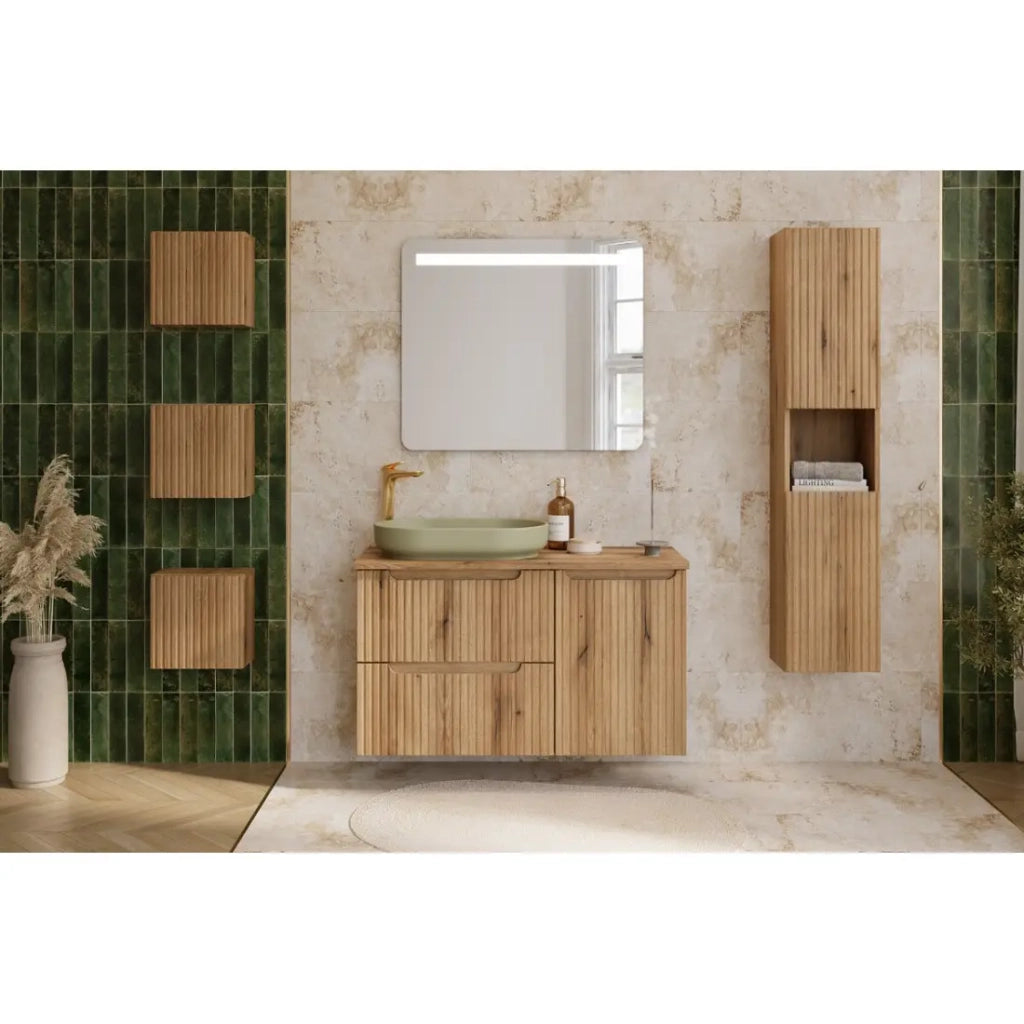 Mobile sottolavabo VANO 50 cm in rovere sospeso con 2 cassetti