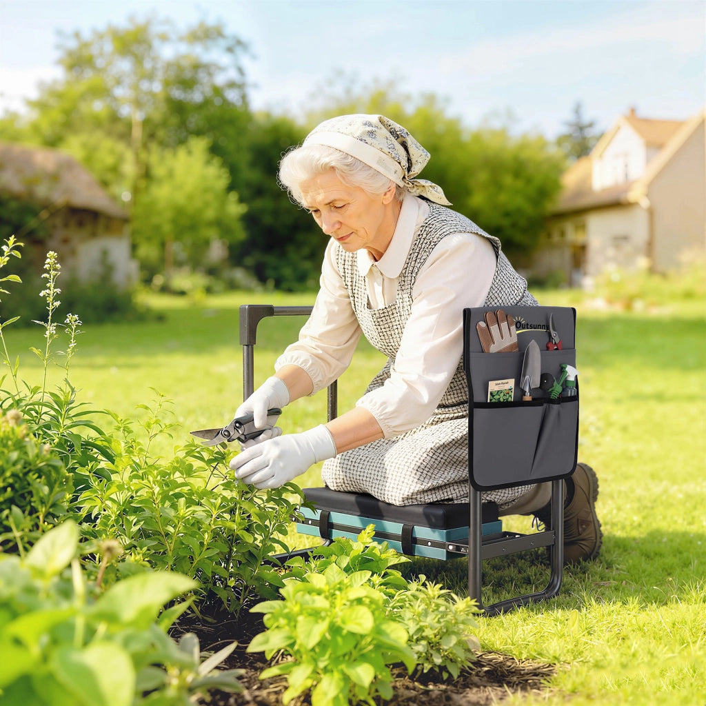 Sgabello da Giardino Pieghevole con Cuscino ¨C Zephmum ¨C Grigio Scuro