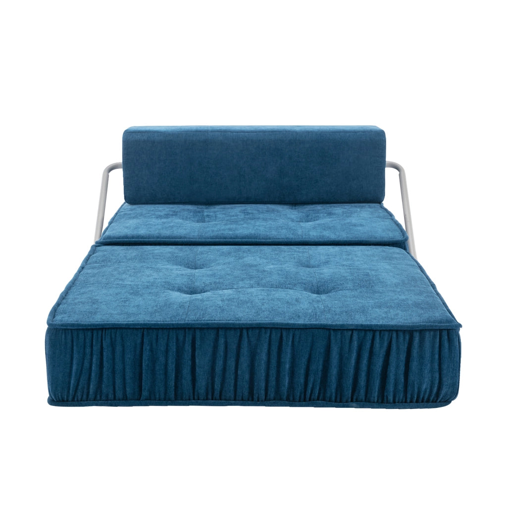 Divano letto modulare con schiuma ad alta densità e base a molle, seduta versatile in chenille blu per soggiorno