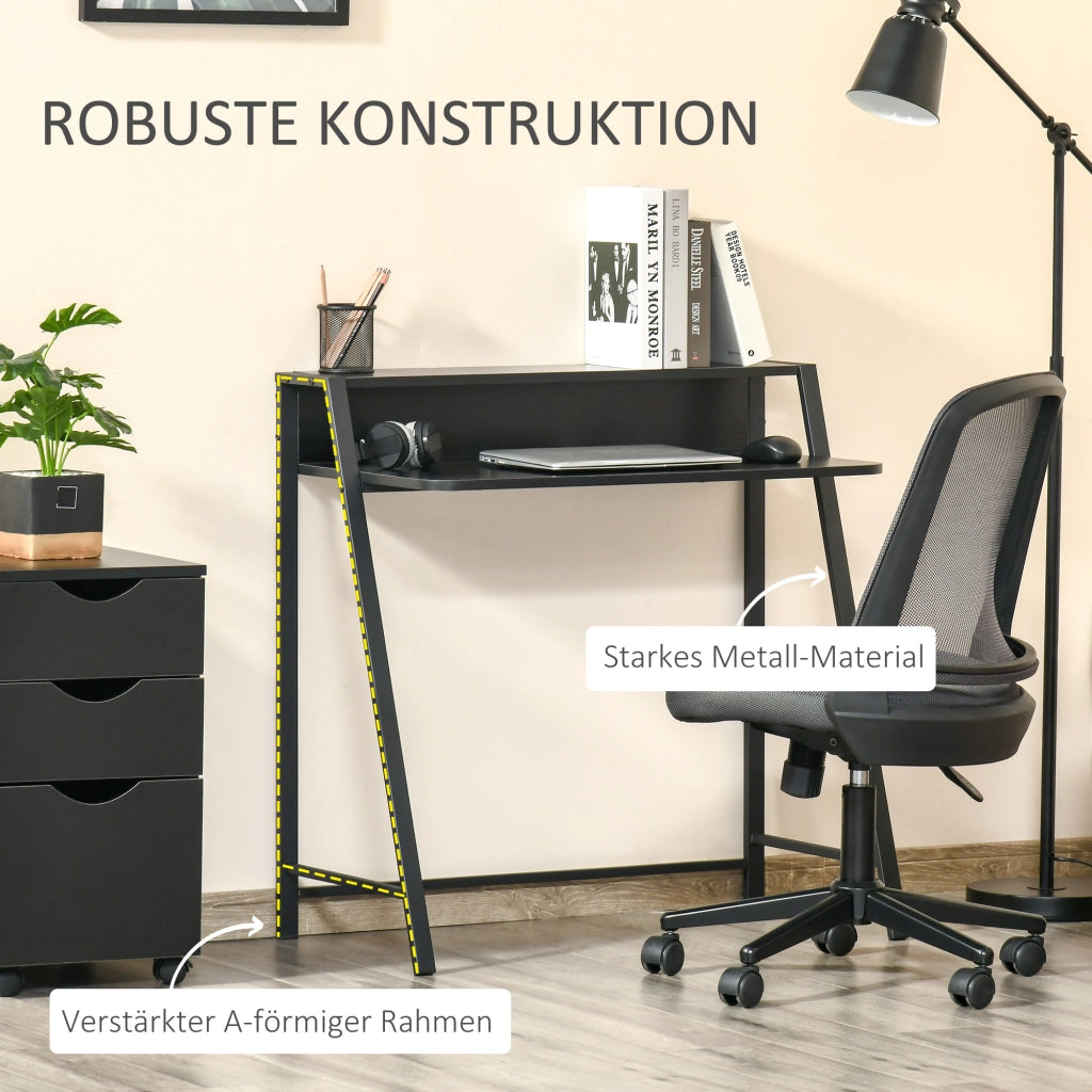 SCRIVANIA Computer 84x45x85 cm MDF Nero con ripiano e passacavi