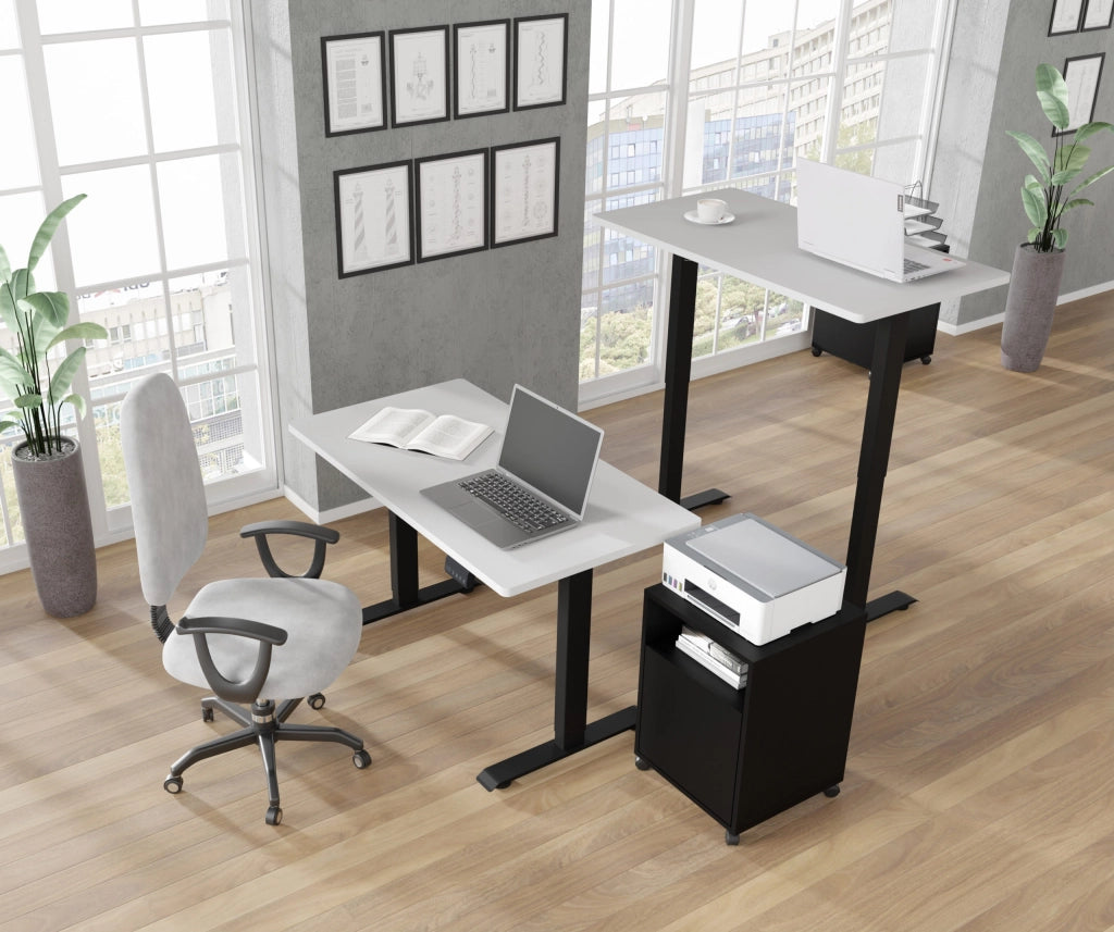 SCRIVANIA BIMOTION DESK 1S NERO OPACO BIANCO OPACO 120x65
