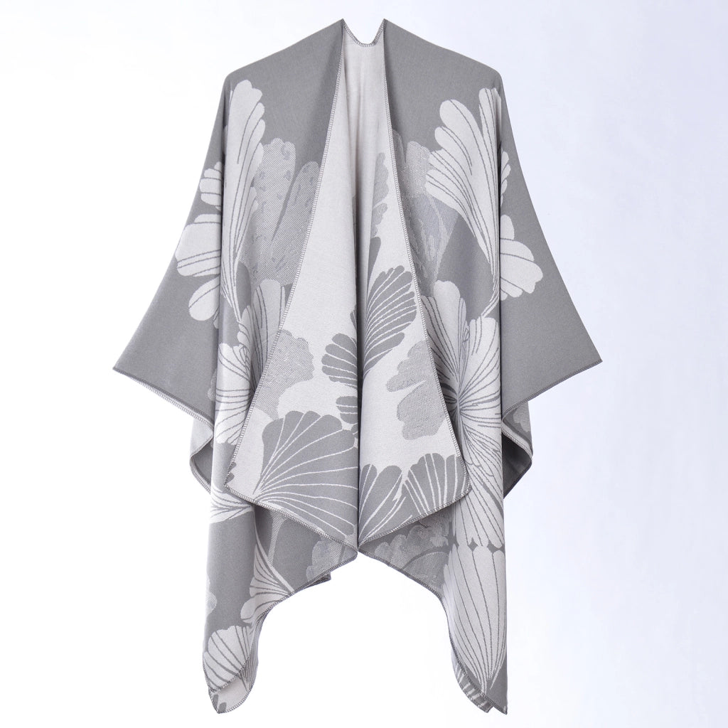Elegante scialle da donna in cashmere spesso, stile mantella, due in uno