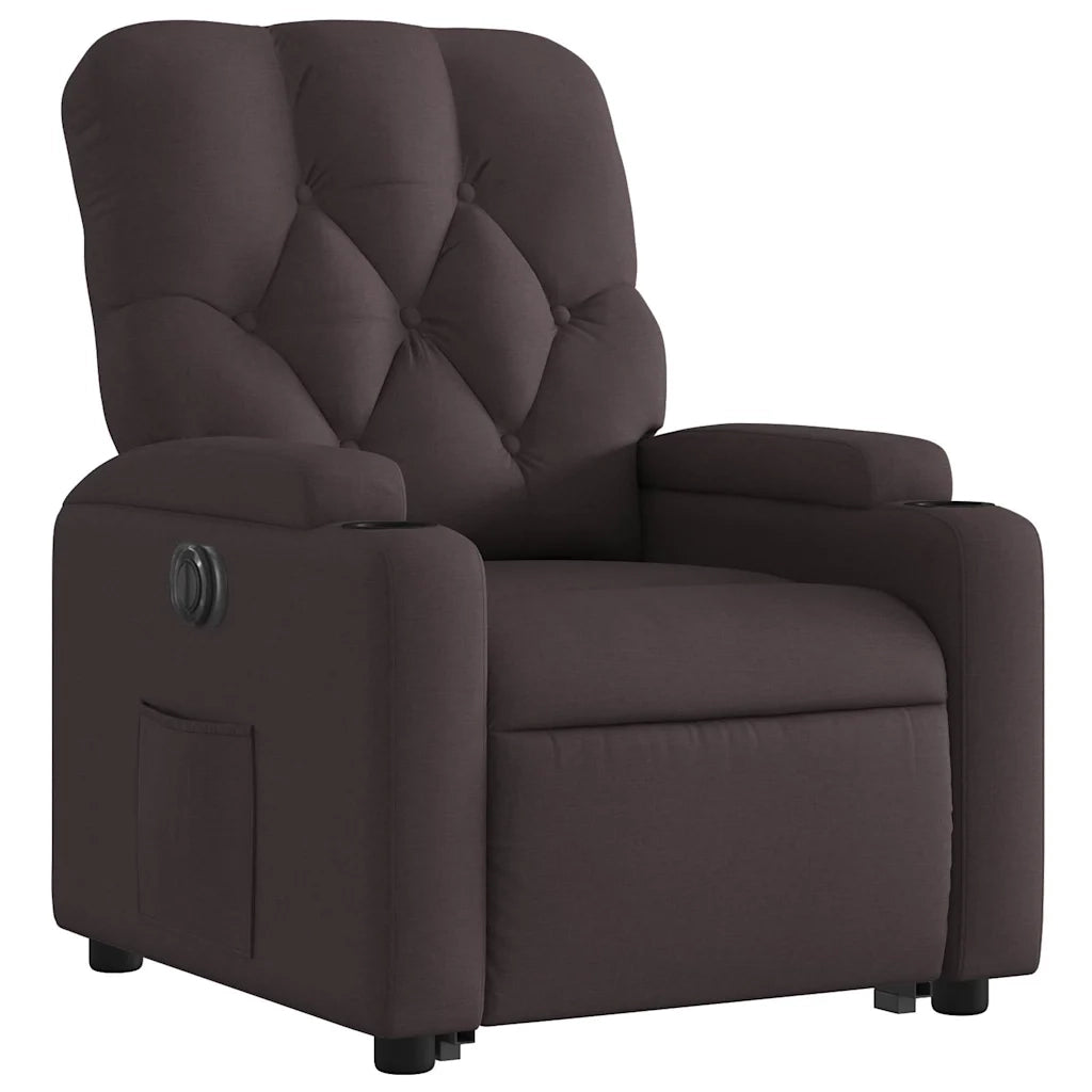Poltrona Alzapersona Reclinante Elettrica Marrone Scuro Tessuto 3204739