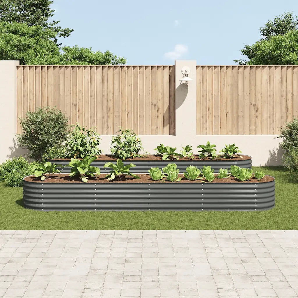 Letto Rialzato Giardino 400x80x44 cm in Acciaio Zincato Grigio 45526
