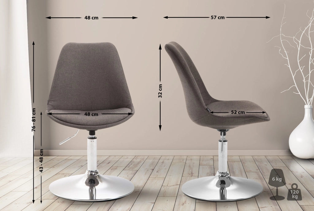 Sedia da pranzo MAVERICK in tessuto grigio scuro,cromo