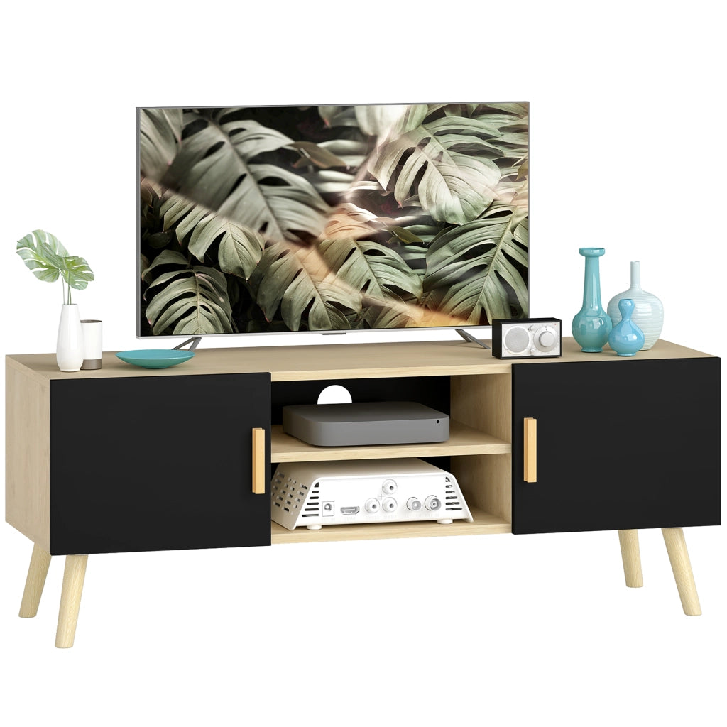 Mobile TV in legno con ripiani, 2 ante e passacavi ¨C zephmum ¨C rovere 50 pollici