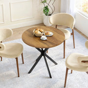 Tavolo Rotondo in Legno Stile Rustico ¨C MINIMAL ¨C Marrone e Nero, 80 cm