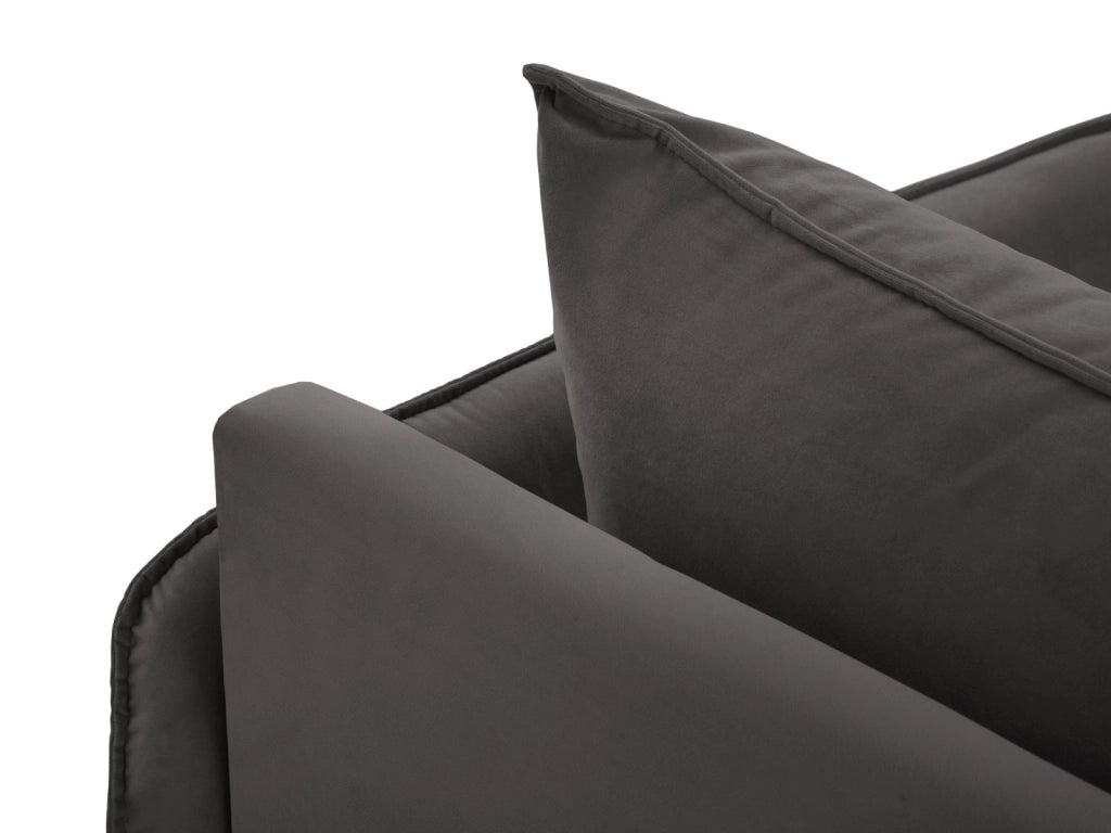 Cosmopolitan Design - Chaise longue destra "Vienna" in velluto grigio scuro 