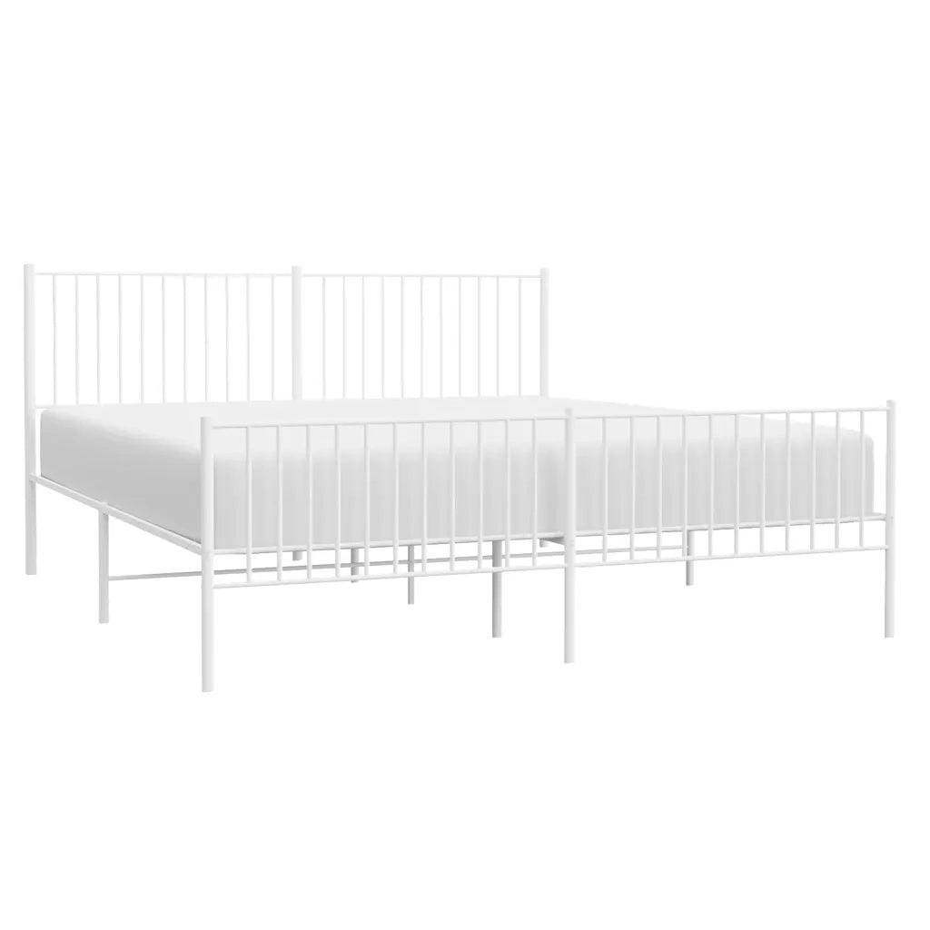 Giroletto con Testiera e Pediera Metallo Bianco 183x213 cm