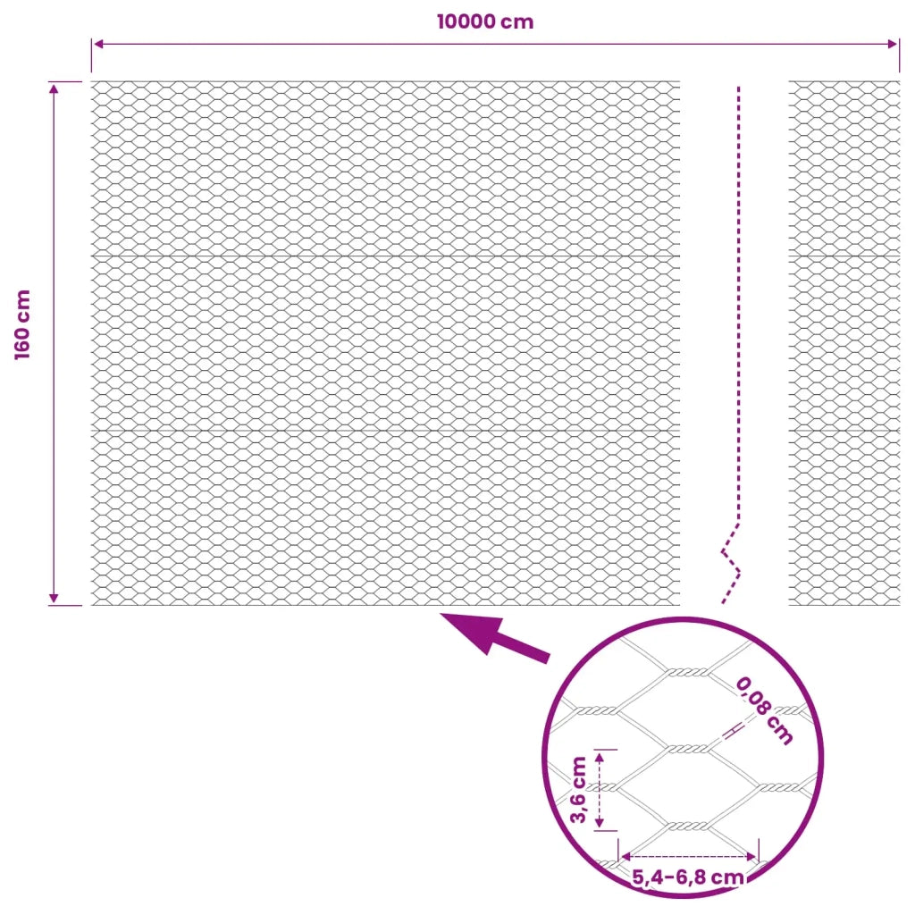 Recinzione Esagonale Grigio 1,6 x 100 m PVC 42005623