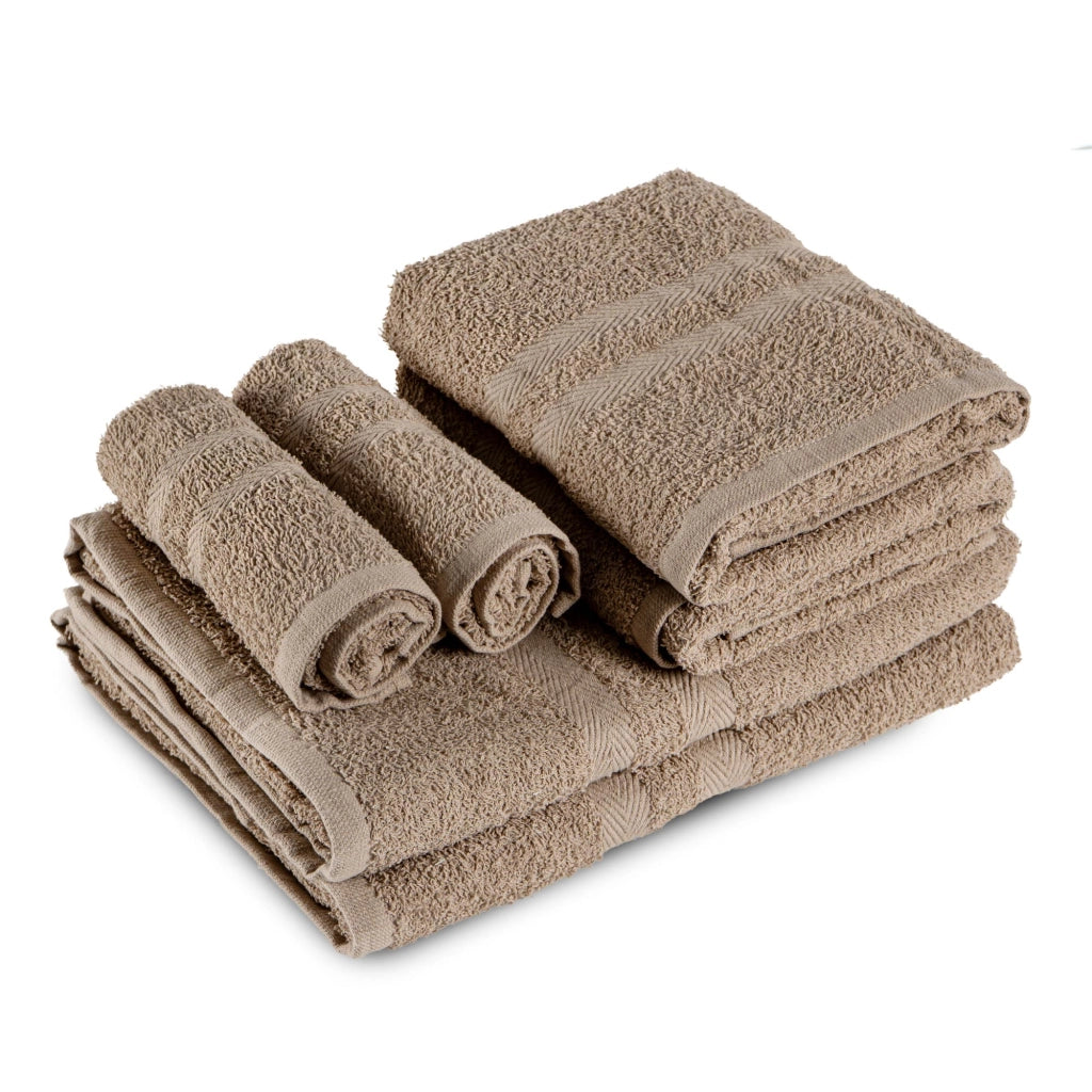 Set Asciugamani Bagno 6 Pezzi in Spugna di Cotone 400 g/m², 2 Teli 70x140 cm, 2 Asciugamani 50x90 cm e 2 Ospiti 30x50 cm, Morbidi e Assorbenti Tortora