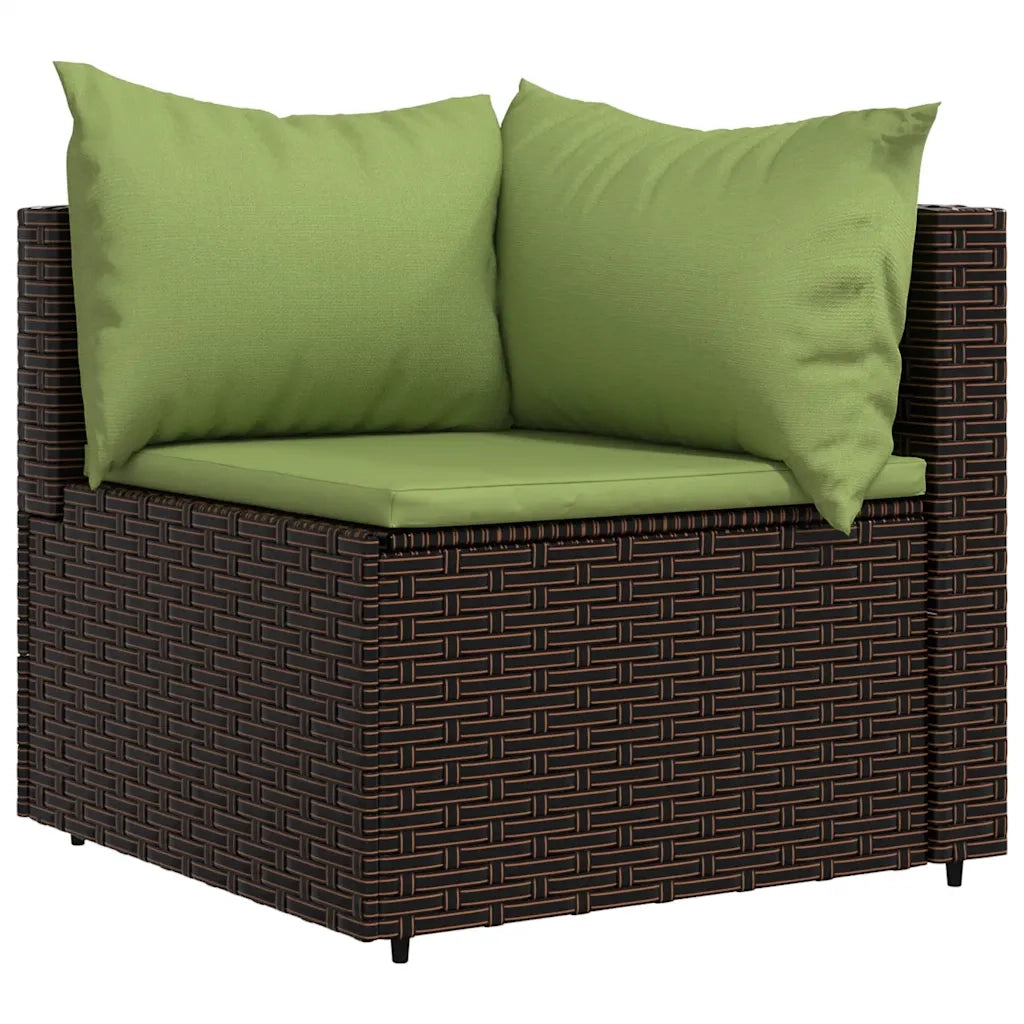 Set Mobili da Giardino 3 pz con Cuscini in Polyrattan Marrone 319827