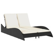 Lettino Prendisole | Sdraio da giardino | Lettino da sole con Cuscini Nero 114x205x73 cm in Polyrattan