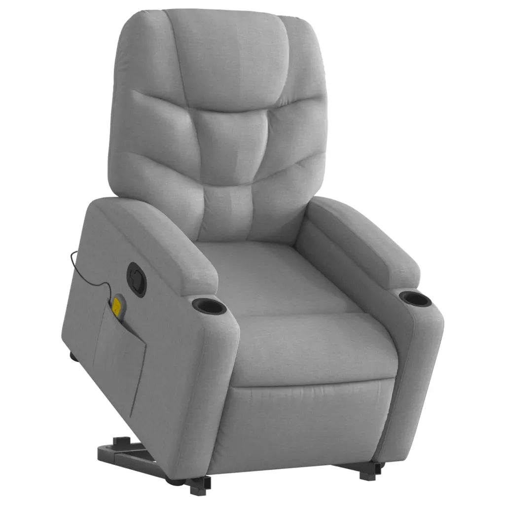 Divano Sedia-Poltrona Alzapersona Massaggi Reclinabile Grigio Chiaro Tessuto 938627