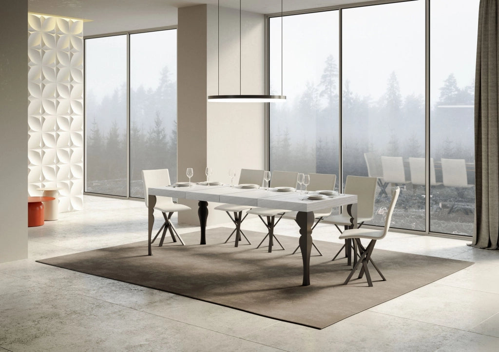 Tavolo Allungabile 160-420x90x77 cm Paxon Premium Bianco Frassino Telaio Antracite