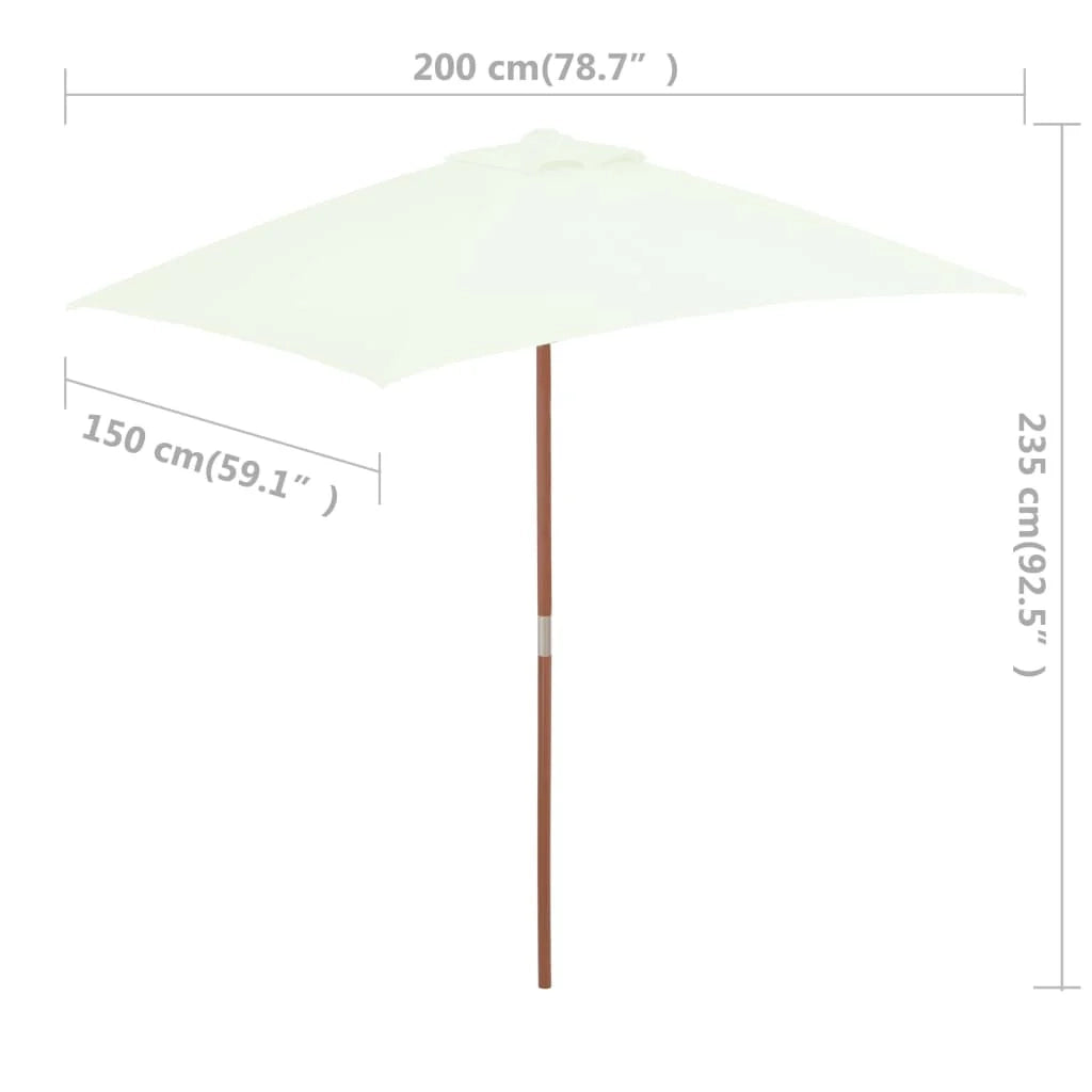 Ombrellone con palo in legno 150 x 200 cm sabbia 02_0008111