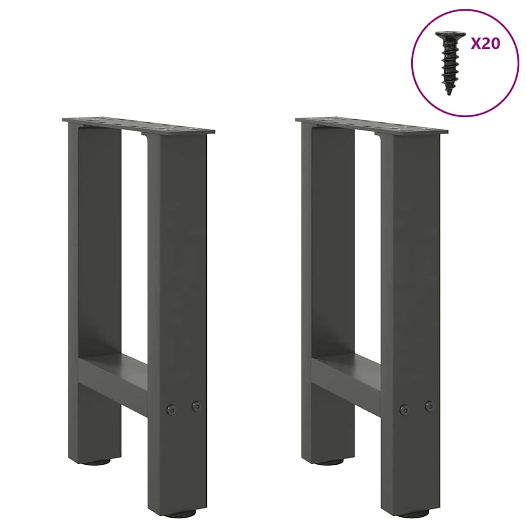 Set di 2 gambe quadrate per tavolino da caffè 38 x 43 cm con piedini regolabili design moderno in acciaio antracite 02_0057518