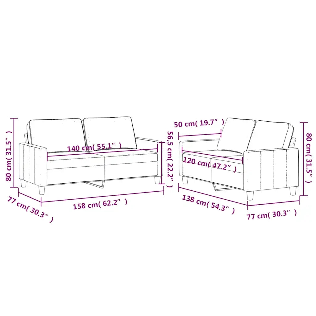 Set di Divani 2 pz con Cuscini Blu in Velluto 3201505
