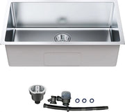 Wastafello in muratura 230 mm di profondità, detersivoio in acciaio inossidabile per cucina rettangolare 712 x 407 mm, wastafello in muratura con impianto di scarico per lavello, adatto per garage, aree lavaggio, sottoterra