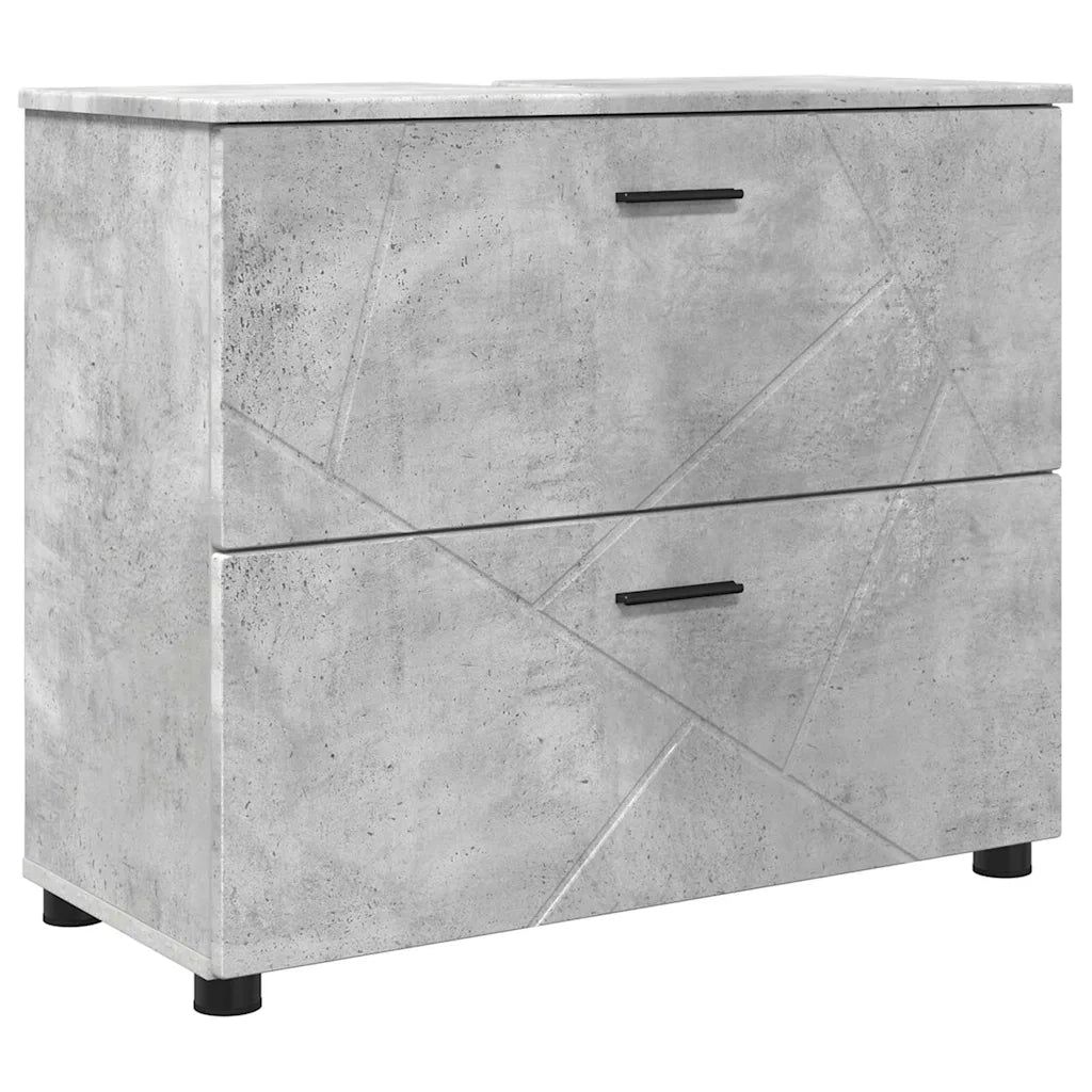 Set di mobili per il bagno con cassetto 4 pcs Grigio cemento