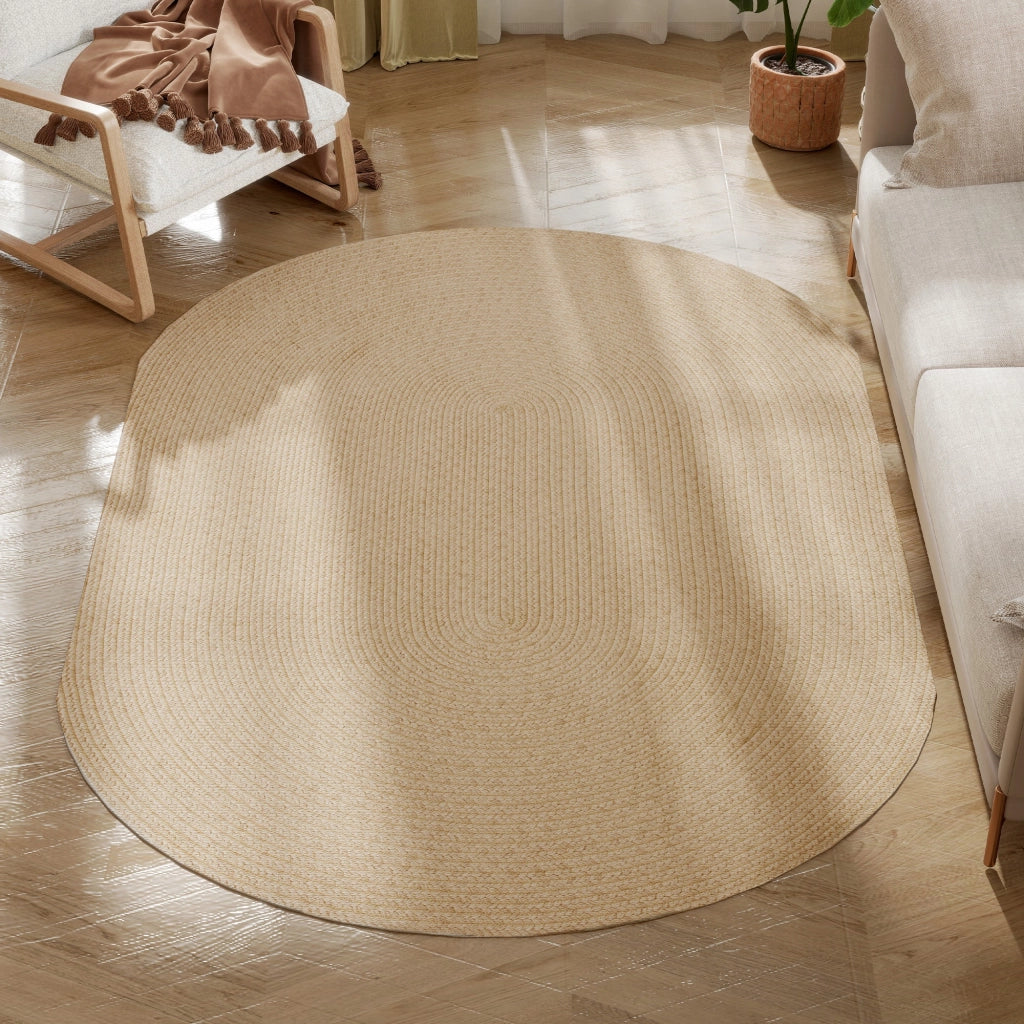 Tappeto Soggiorno 170x120 cm Lavabile Tessuto a Mano Stile Rustico ¨C Xylo ¨C Beige